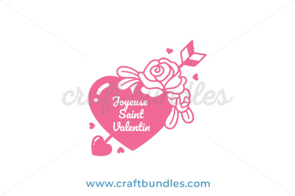 Valentine Heart With Rose SVG Cut File