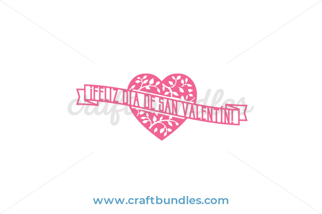 Valentine Heart With Banner SVG Cut File - CraftBundles