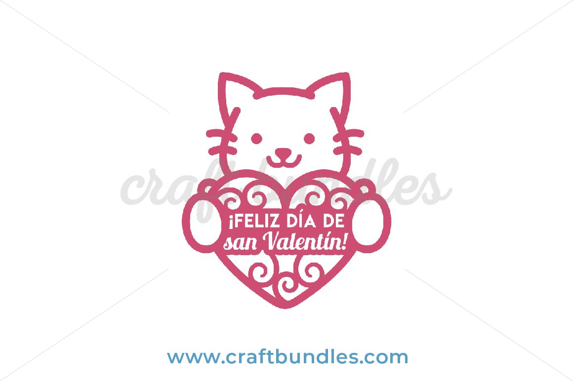 Valentine Cat SVG Cut File - CraftBundles