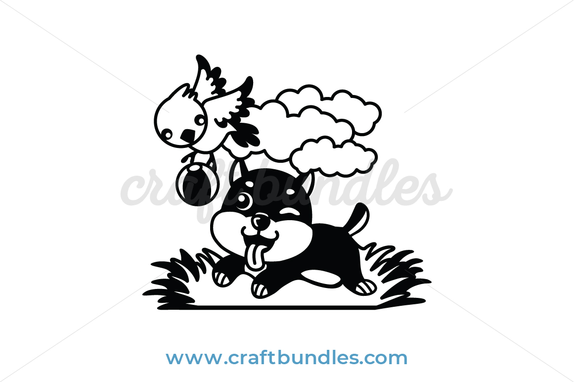 Dog and Bird SVG Cut File - CraftBundles